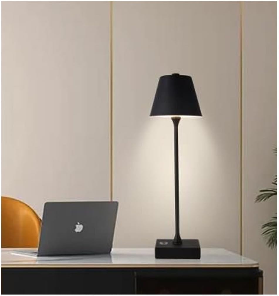 Lampada da Tavolo Ricaricabile LED  – Senza Fili, 3 Temperature di Colore, Dimmerabile Touch, USB, Moderna per Ristorante, Camera, Comodino D27-3C