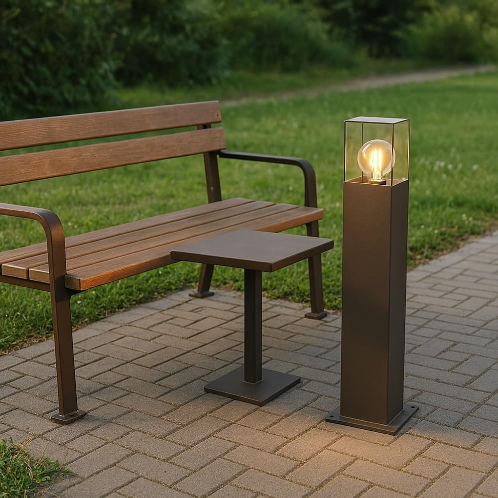 Lampione da Giardino Esterno IP44 con Attacco E27, Palo Luce da Esterno in Alluminio, Colonna Luminosa per Giardino, Vialetto, Terrazza – 440mm-B440
