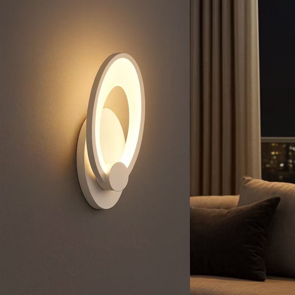 TEKHOME Applique da Parete LED 9W CCT 3000K-6500K Bianca, Lampada da Muro Moderna Dimmerabile, Design Decorativo Interno E25-3C