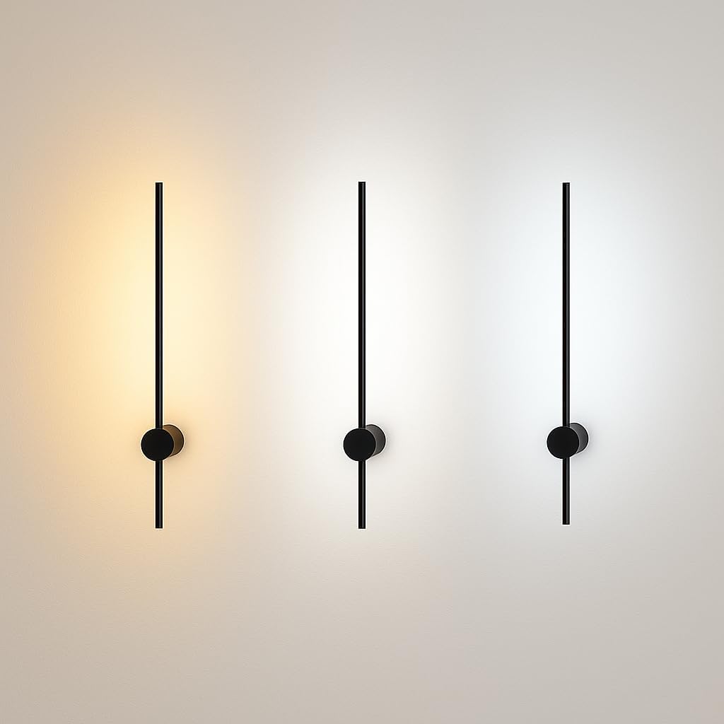 Applique LED 12W CCT 3000K-4000K-6500K, Lampada da Parete Moderna Interno, Luce Calda Naturale Fredda, IP20, Nero/Bianco AQ22