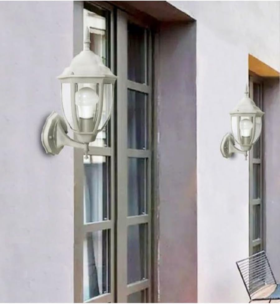 TEKHOME Lanterna da Muro per Esterno E27 IP55 – Lampada da Parete in Alluminio e Vetro, Stile Classico per Giardino, Balcone o Ingresso (Disponibile in 4 Colori) ES09
