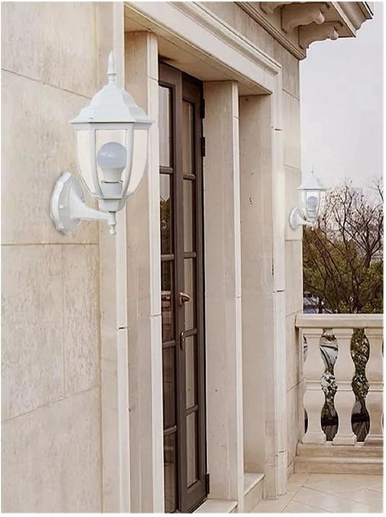 TEKHOME Lanterna da Muro per Esterno E27 IP55 – Lampada da Parete in Alluminio e Vetro, Stile Classico per Giardino, Balcone o Ingresso (Disponibile in 4 Colori) ES09
