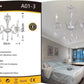 Lampadario a Soffitto Classico in Cristallo 3 Luci E14, Stile Elegante per Camera da Letto e Soggiorno, Lampadario Vintage Trasparente – A01-3