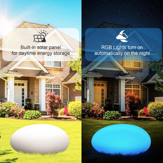Lampada Solare RGBW da Giardino con Pannello Esterno, Luce Decorativa LED IP65, Forma Ovale, 16 Colori, Ricarica Solare 6V 5W, Autonomia 10-12 Ore – Modello ES31-RGB