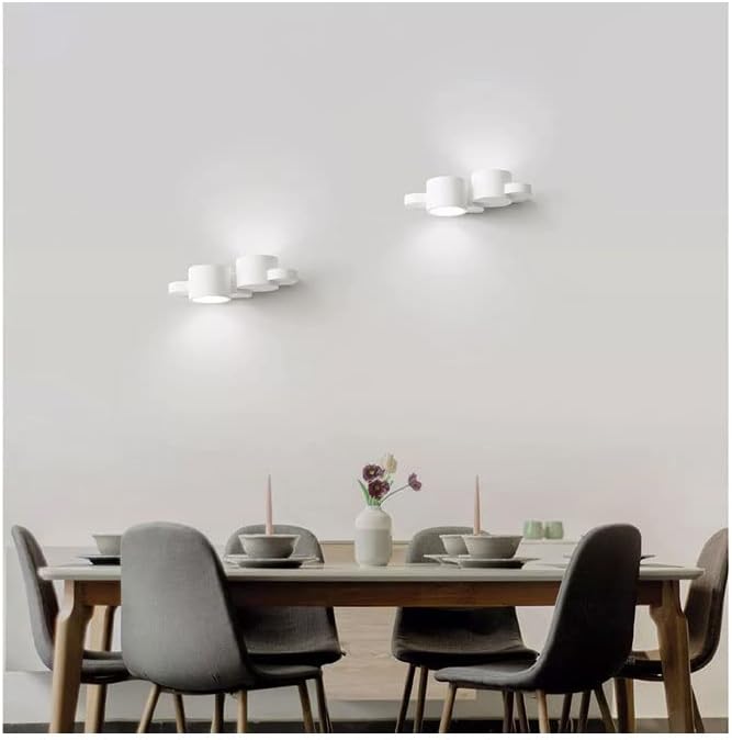 TEKHONE Applique da Parete in Gesso Bianco Moderno, Doppia Emissione di Luce, Attacco G9, Verniciabile, Lampada da Muro per Soggiorno Camera Corridoio – GS-E77