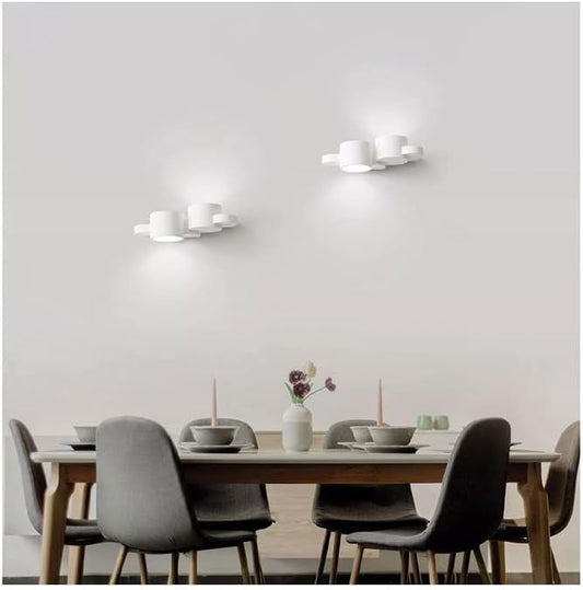 TEKHONE Applique da Parete in Gesso Bianco Moderno, Doppia Emissione di Luce, Attacco G9, Verniciabile, Lampada da Muro per Soggiorno Camera Corridoio – GS-E77