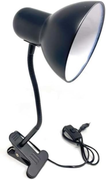 Lampada da Tavolo con Pinza – Attacco E27, Braccio Flessibile 40 cm, Metallo, Luce Direzionabile, Max 60W – Studio, Scrivania, Cameretta D21