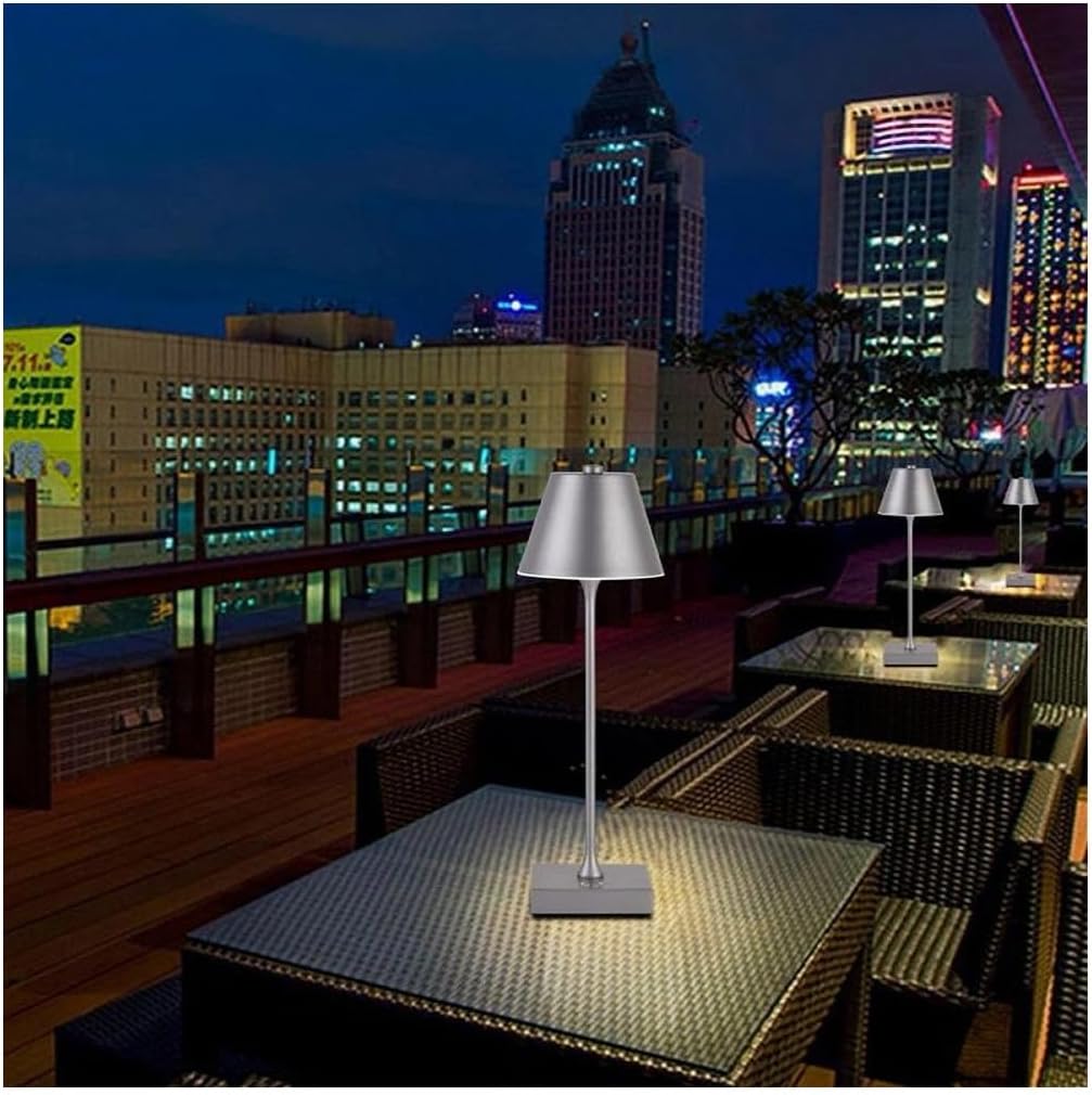 Lampada da Tavolo Ricaricabile LED  – Senza Fili, 3 Temperature di Colore, Dimmerabile Touch, USB, Moderna per Ristorante, Camera, Comodino D27-3C