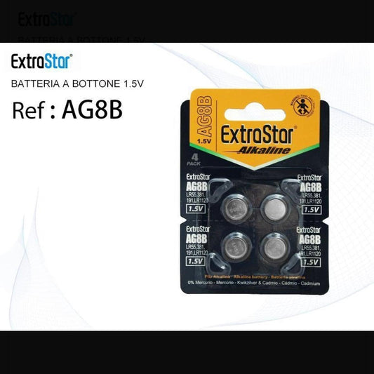 Pile a Bottone AG8 1.5V Alcaline – Batterie Equivalenti AG8 LR55 LR1120 191 – per Orologi, Calcolatrici, Giocattoli e Dispositivi Elettronici – Confezione da 12 Pack – AG8B