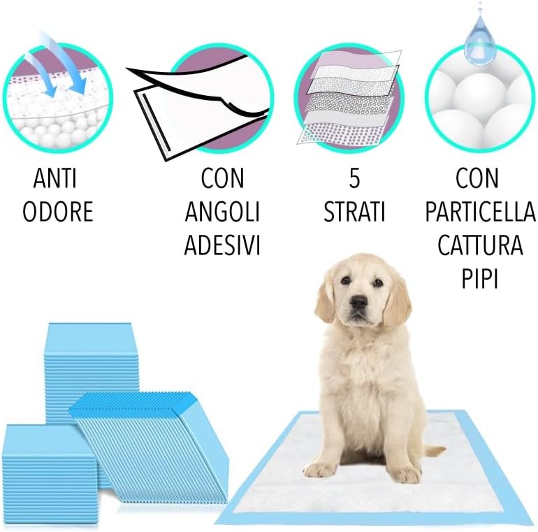Tekhome Tappetini Igienici per Cani 60X60cm, Traverse Cani Accessori, Tappetini Cane, Traversina Tappetino Cane Pipi Assorbenti Igienico, Asciugatura Rapida N OMAGGIO 1 confezione salviettine per animali e 1 penna personalizzata