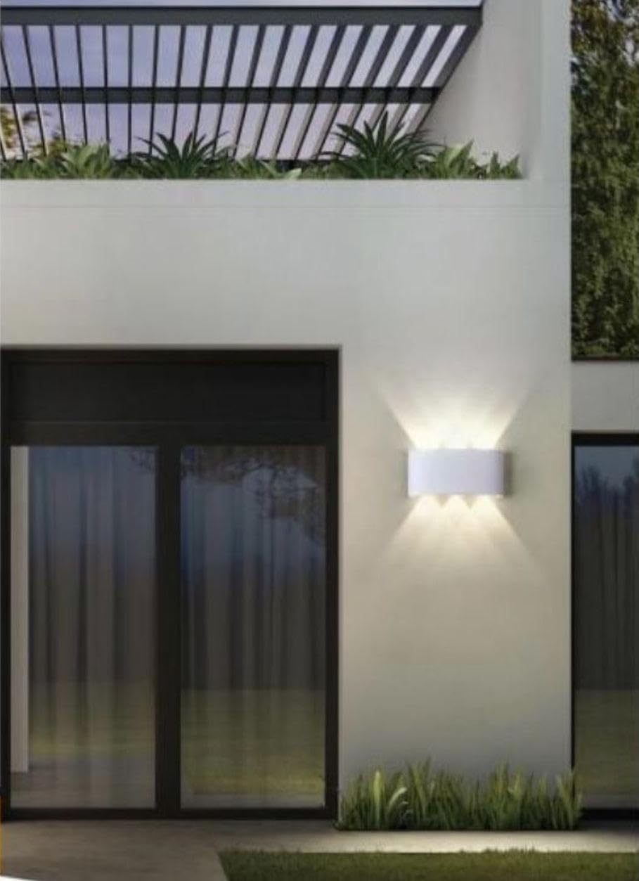 Applique da Esterno LED 16W IP65 – Lampada da Parete Moderna con 3 Colori Selezionabili (3000K/4000K/6500K), Alluminio + Acrilico, Nero/Grigio/Bianco, 1300 Lumen ES68