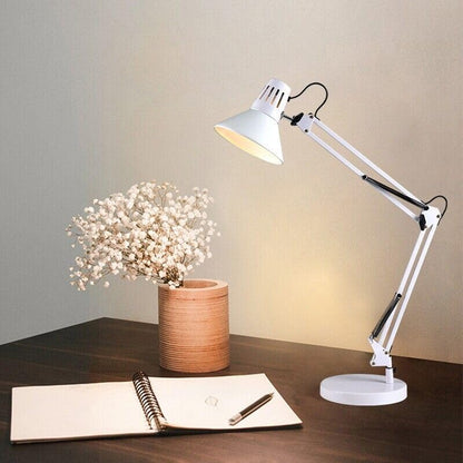 Lampada da Scrivania Orientabile E27 in Metallo – Lampada da Tavolo Moderna con Braccio Regolabile, Base Stabile, per Studio, Ufficio, Cameretta D11