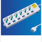 2 Pezzi Multipresa Italiana 6 Posti Bipasso 10/16A con Interruttori Singoli, Presa Multipla con Controllo Individuale, Spina 16A, Cavo 1,5 m, Bianco– C-X203060
