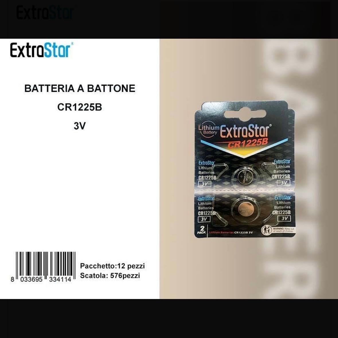 Batterie CR1225 al Litio 3V – Pile a Bottone per Telecomandi, Chiavi Auto e Orologi – 24 Pezzi (12 Confezioni da 2) – A-CR 1225B