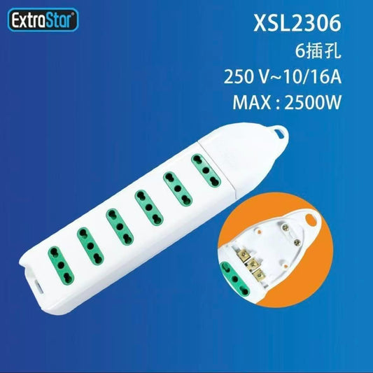2 Pezzi Multipresa Italiana 6 Prese Bipasso 10/16A, Presa Multipla Compatta Senza Cavo, 2500W, Bianca– C-XSL2306