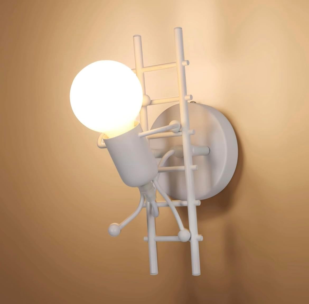 TEKHOME Applique da Muro Design Moderno 1XE27 in Metallo Nero/Bianco – Lampada da Parete Decorativa con Paralume a Gabbia, Ideale per Camera da Letto, Soggiorno, Corridoio AQ49