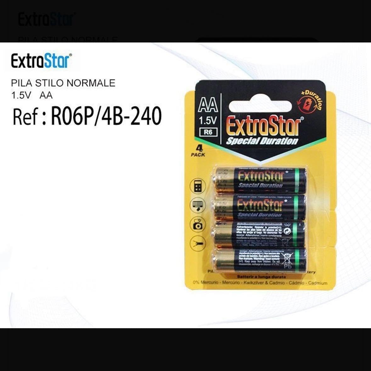 Batterie AA Alcaline 1.5V – Pile Stilo a Lunga Durata per Telecomandi, Giocattoli e Mouse – 48 Pezzi (12 Confezioni da 4) – A-R06P-4B-240