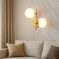 Applique Moderna da Parete in Ottone con 2 Sfere in Vetro, Attacco G9, Design Minimal, Lampada da Parete per Camera da Letto, Soggiorno, Corridoio – IP20 – Senza Lampadina AQ42