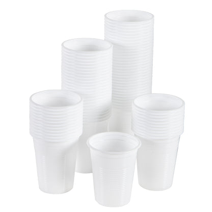 BICCHIERI PLASTICA BIANCHI PER ACQUA MONOUSO 200ml  confezioni da 100pz