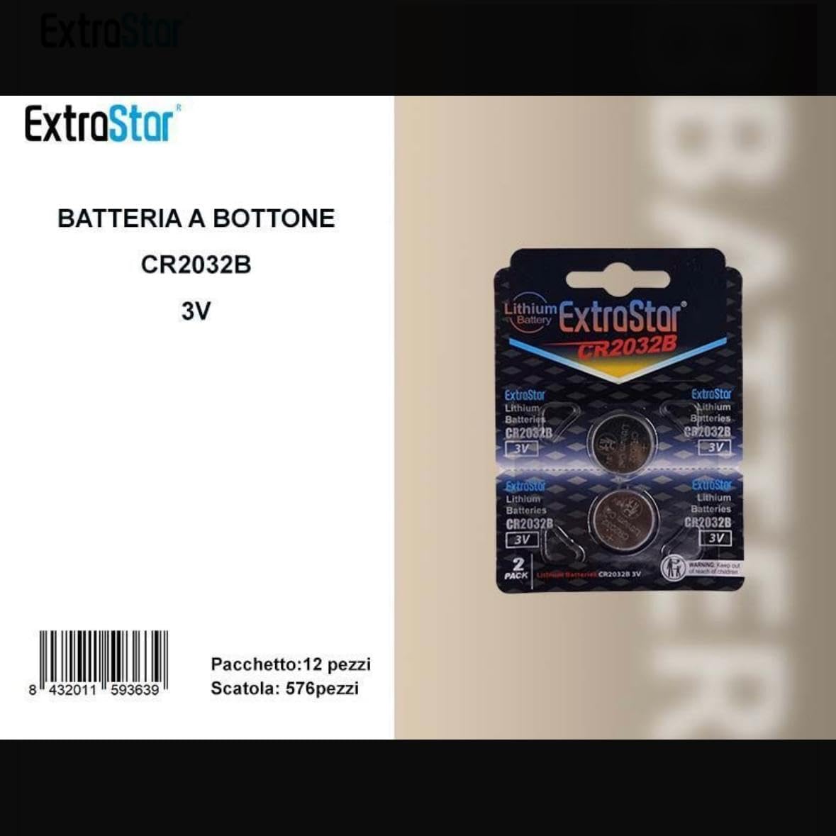 Batterie CR2032 al Litio 3V – Pile a Bottone per Chiavi Auto, Telecomandi, Orologi e Bilance – 24 Pezzi (12 Confezioni da 2) – A-CR 2032B