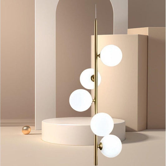 Lampadario a sospensione 5 sfere in vetro attacco G9 moderno bronzo A95