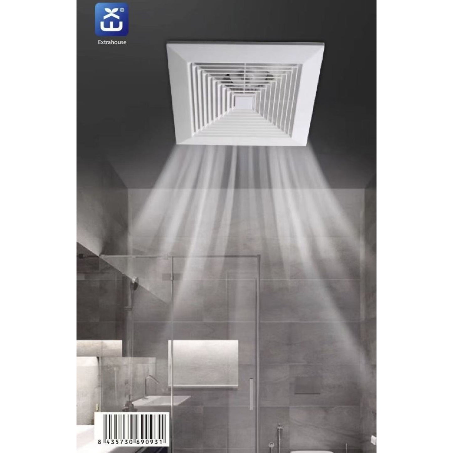 Aspiratore da Muro 8”, Ventola di Scarico per Bagno e Cucina, 25W, 150 m³/h, Silenzioso 35 dB, Motore in Rame, Installazione a Parete – E-GD-A8