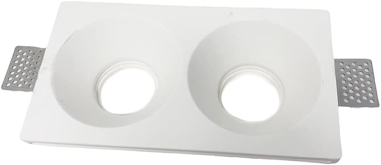 Portafaretto in Gesso da Incasso Doppio GU10 – Faretto da Soffitto Verniciabile, Bianco, IP20, Per Cartongesso, Lampadine GU10 Max 2x20W GS-25