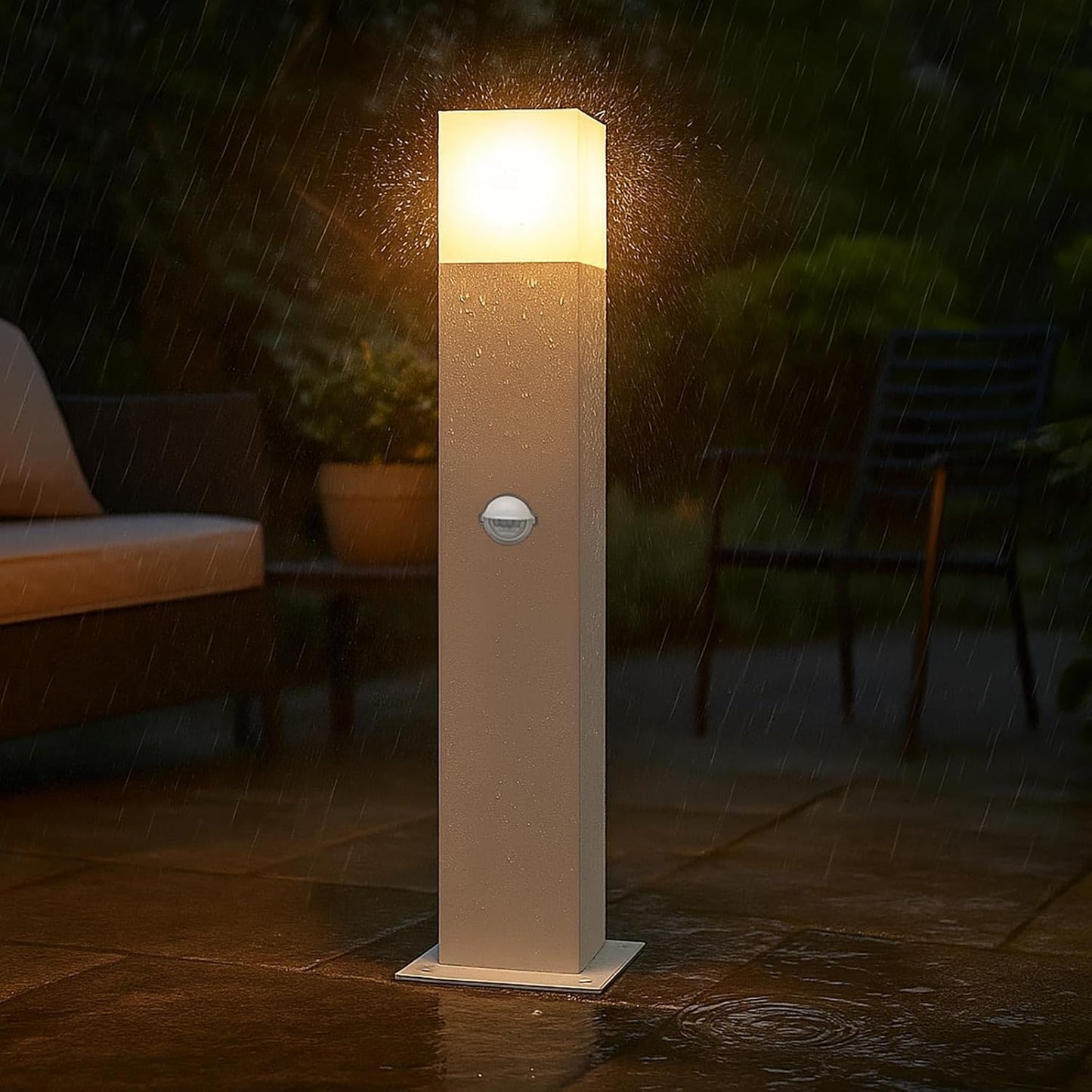 Lampione da Giardino Esterno E27 IP44, Palo Luce LED da Terra in Alluminio per Vialetti, Cortile, Patio, Terrazzo – Altezza 44cm – Compatibile Lampadina E27 (Non Inclusa) H440