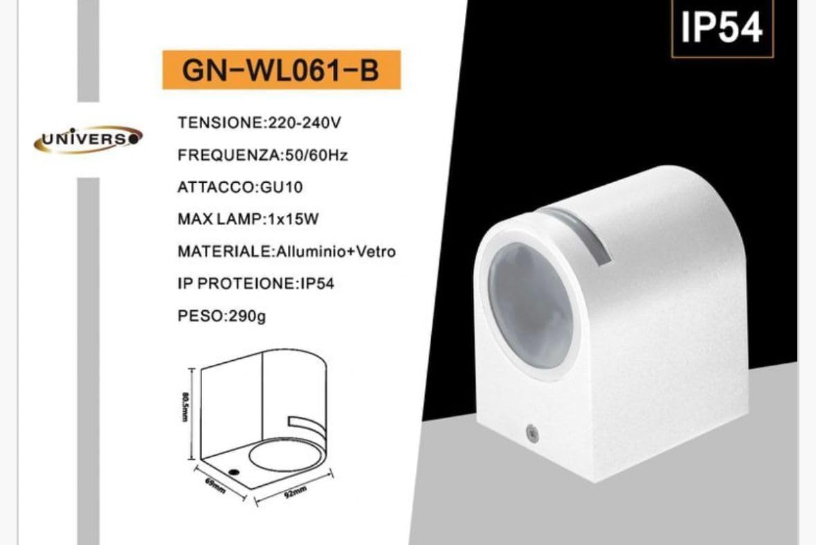 Applique da Esterno GU10 IP54 – Lampada da Parete Moderna in Alluminio per Esterno e Interno, Senza Lampadina, Compatibile con LED GU10, Design Rotondo, 1x15W Max GN-WL061