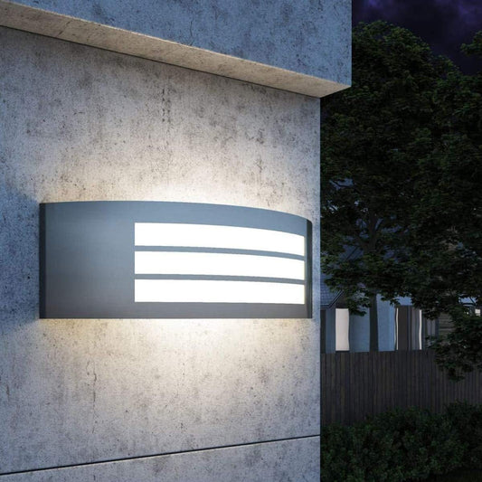 Applique da Esterno E27 IP44, Lampada da Parete in Acciaio Inossidabile e PP, Design Moderno Curvo, Attacco E27 (Lampadina non inclusa), per Facciata, Balcone e Giardino s101