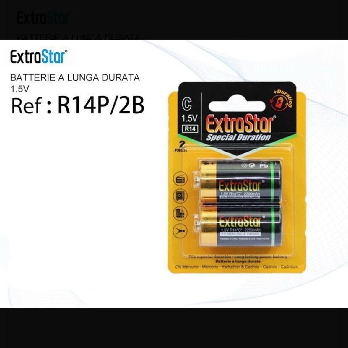 Batterie C Alcaline 1.5V a Lunga Durata – Pile Mezza Torcia per Torce, Radio e Giocattoli – 24 Pezzi (12 Confezioni da 2) – A-R14P-2B