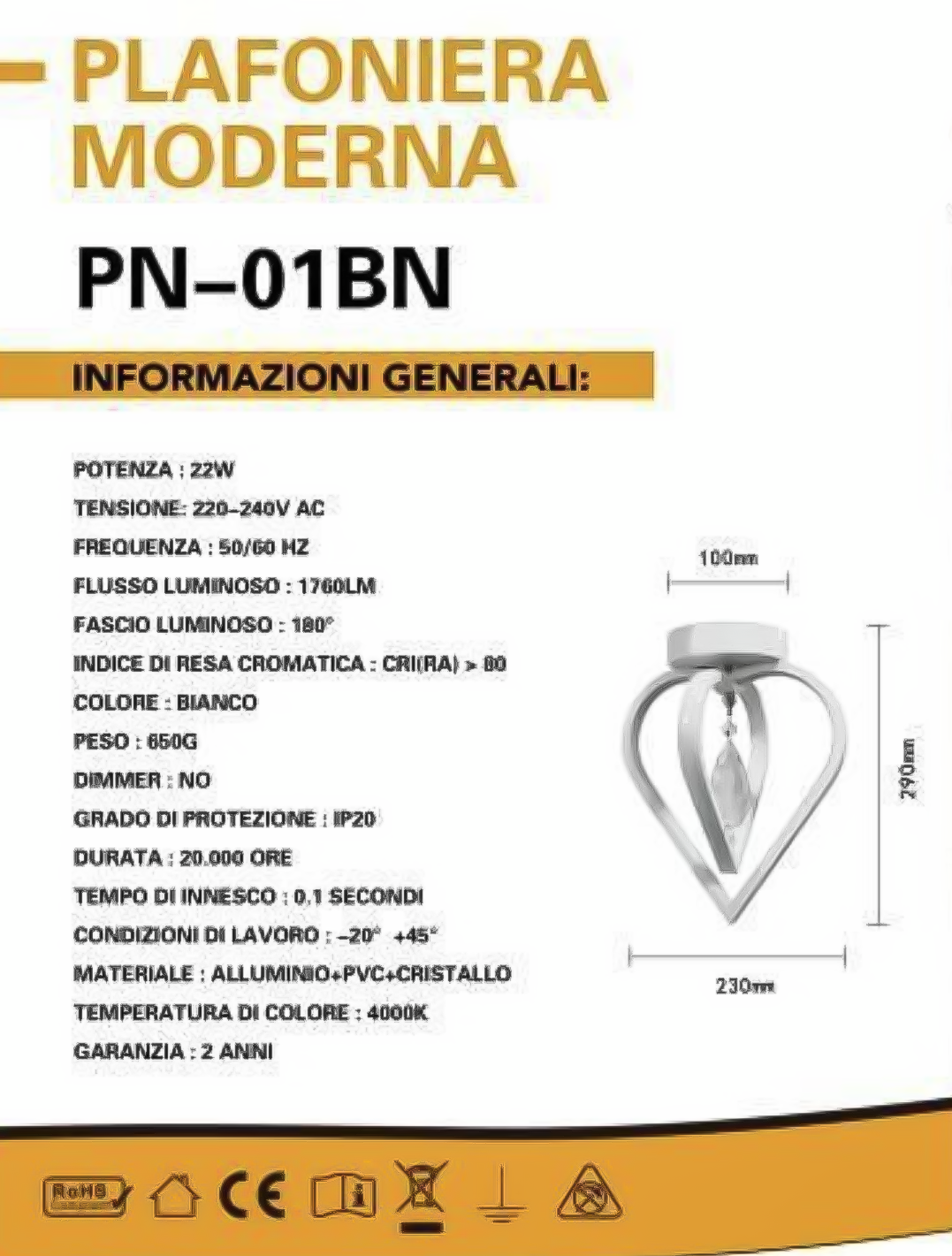 TEKHOME Lampadario Plafoniera A Soffitto 2 Cuori Pendente Luce 6500k 4000k 3000k Pn-01