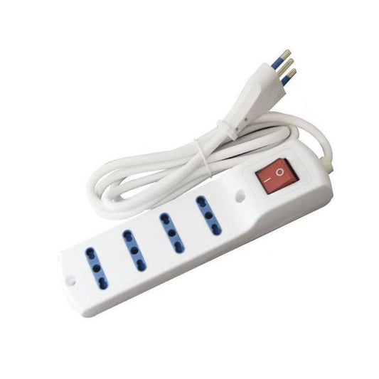 2 Pezzi Multipresa 4 Uscite Bipasso 10/16A con Interruttore Luminoso, Cavo 1,5 m, Spina Italiana 16A, Ciabatta Elettrica Bianca per Casa e Ufficio – 80260N