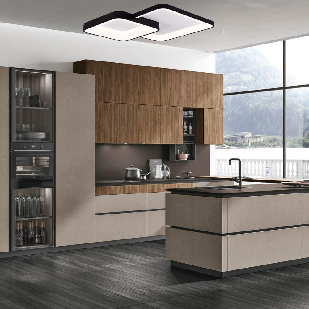 TEKHOME Plafoniera da soffitto a led 58 watt due quadrati lampadario cct tre colorazioni da 3000k a 6500k ideale per soggiorno, camera da letto, cucina e studio C59 (