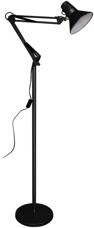 Lampada da Terra – Piantana Regolabile con Braccio Orientabile, Attacco E27, Max 60W, Design Moderno per Studio, Ufficio e Soggiorno D15