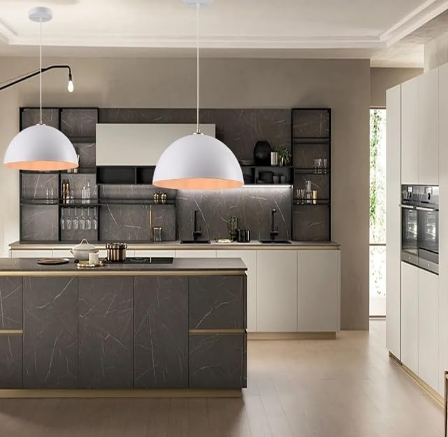 Lampadario a sospensione stile contemporaneo in metallo pendente con attacco E27 luce tavolo cucina ristorante di colore nero o bianco B92