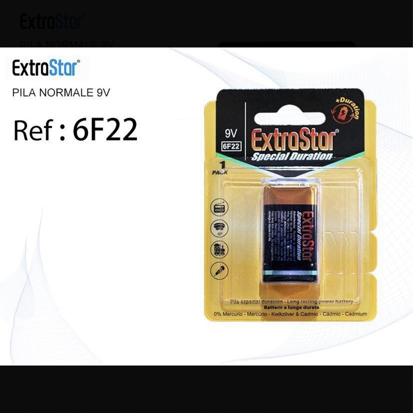 Pila 9V Alcalina Alta Durata – Batteria 9 Volt per Allarmi, Telecomandi, Multimetri, Microfoni e Dispositivi Elettronici – Confezione da 12 Pezzi – 6F22
