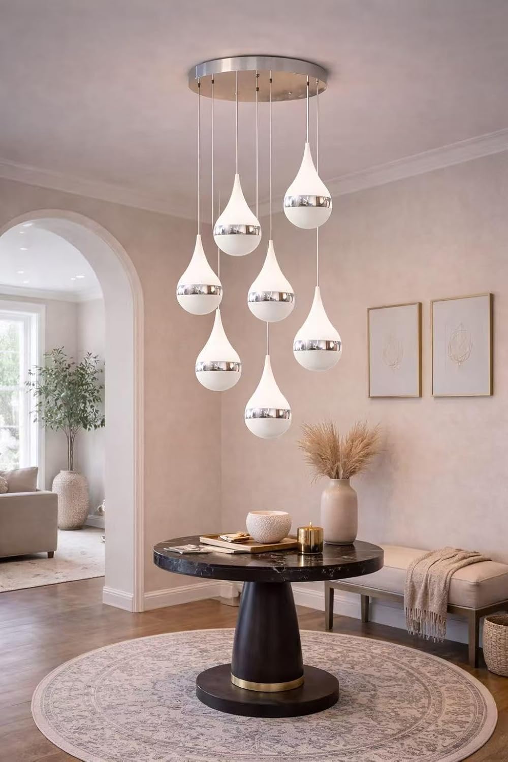 Lampadario LED Moderno 80W, Sospensione Design a Goccia, CCT Switch 3000K-4000K-6500K, 6400 Lumen, Illuminazione per Soggiorno Sala da Pranzo Cucina – LP-18A3C