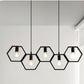 Lampadario Moderno a Sospensione in Ferro verniciato finish opaco 5 Attacchi per Lampadine 5xE27, Potenza max 1x60W 92x30 cm lunghezza filo 140 cm (Nero 5 Esagoni) LP-89N