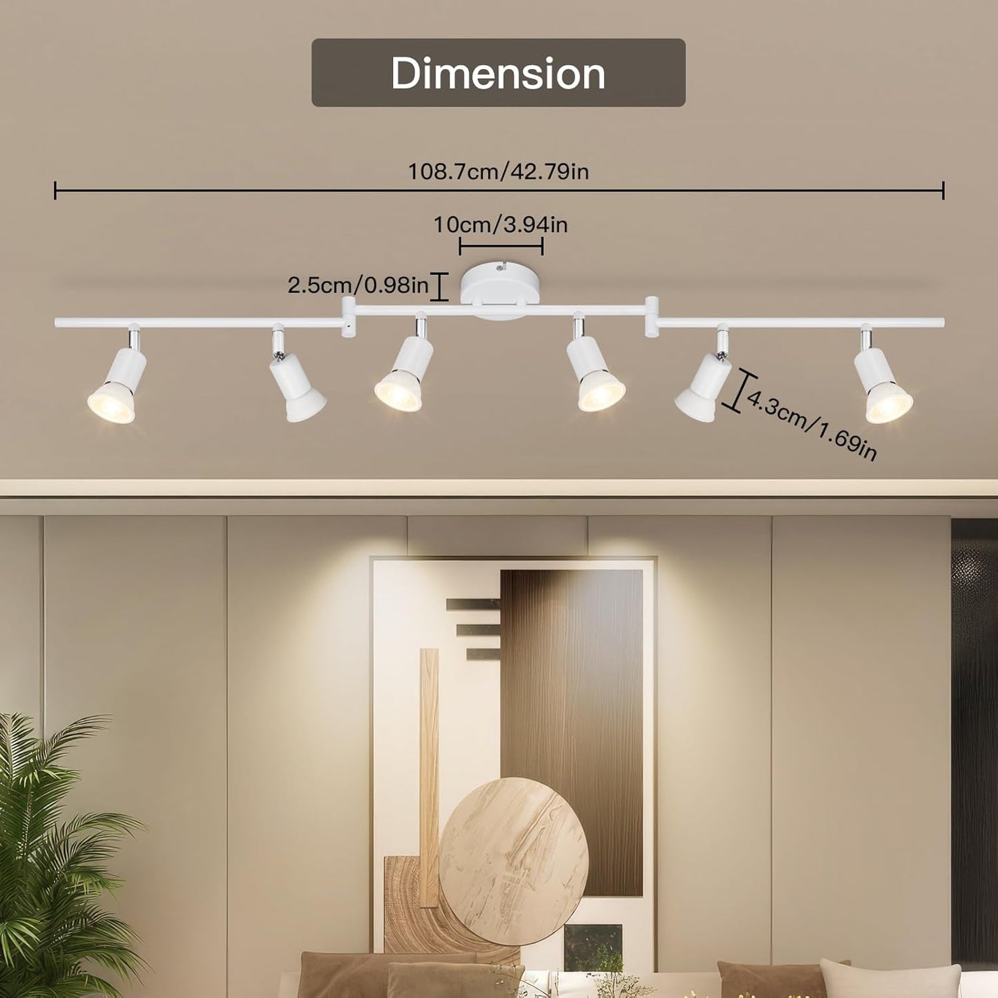 Plafoniera a Soffitto con Faretti Orientabili GU10 in Metallo, Lampada da Interno Moderna per Soggiorno Cucina Corridoio, Attacco GU10 – PN-17B