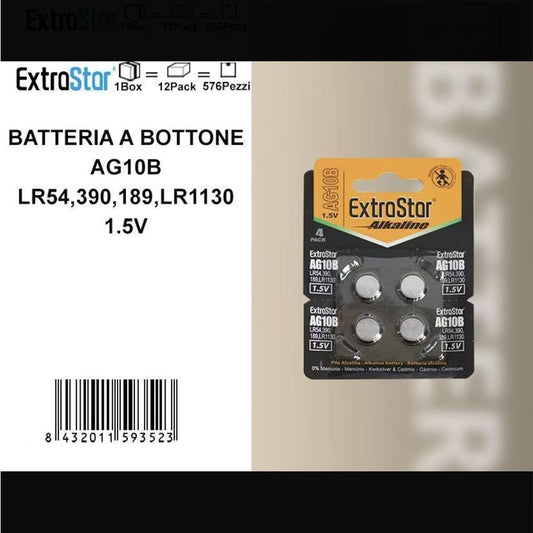 Alcaline – Batterie Equivalenti AG10 LR54 LR1130 389 390 – per Orologi, Calcolatrici, Giocattoli e Dispositivi Elettronici – Confezione da 12 Pack – AG10B