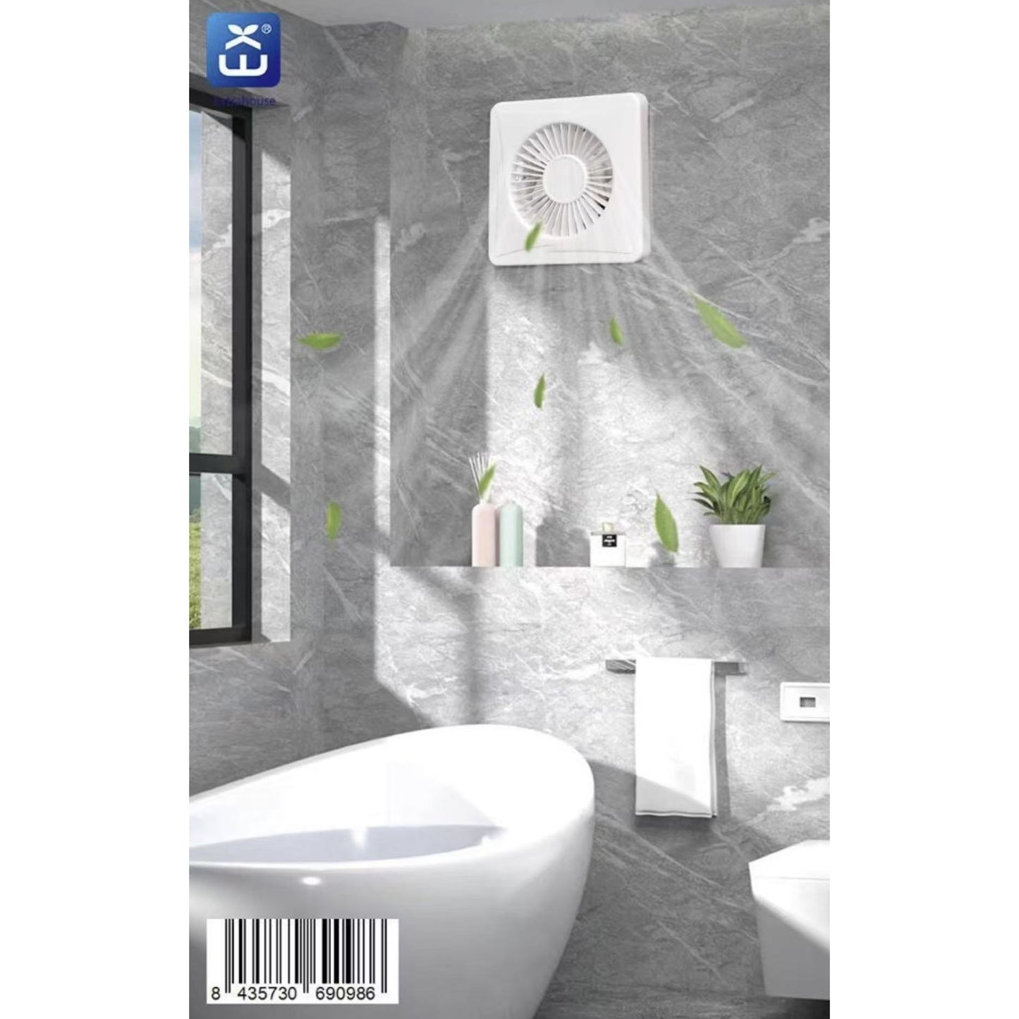 Aspiratore da Muro 6”, Ventola di Scarico per Bagno e Cucina, 18W, 155 m³/h, Silenzioso 35 dB, Motore in Rame, Ø150 mm – E-APC-F15