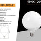 Lampadine LED E27 G125 20W, Confezione da 6 Pezzi, 2050LM, Globo Grande Ø125 mm, Luce Naturale 4000K, CRI>80, Angolo 220°,Risparmio Energetico, Modello G125-20W