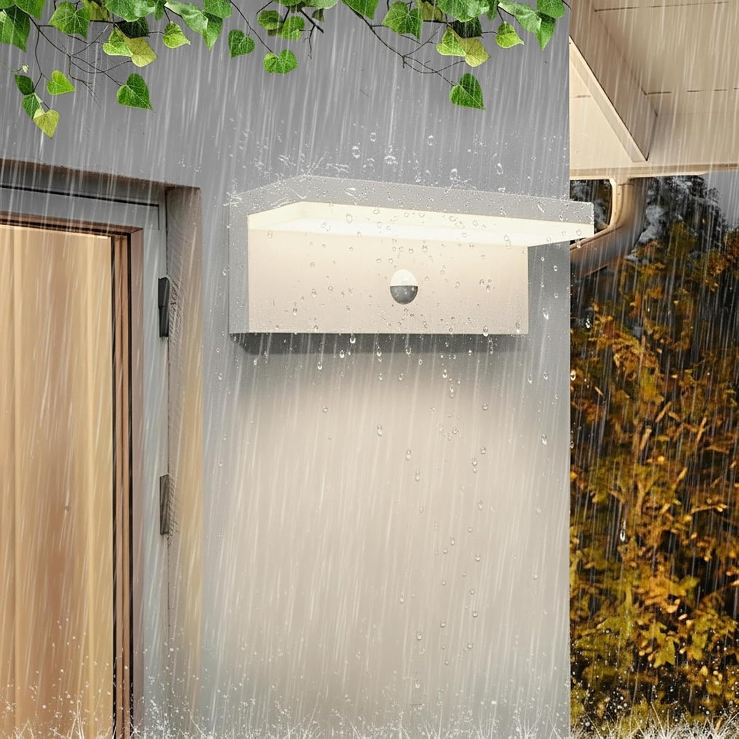 Applique LED da Esterno con Sensore di Movimento, 10W 1000LM CCT 2700K-6500K, Lampada da Parete Impermeabile Moderna in ABS+PC, per Giardino, Balcone e Ingresso – Bianco/Nero SS-ESA-01