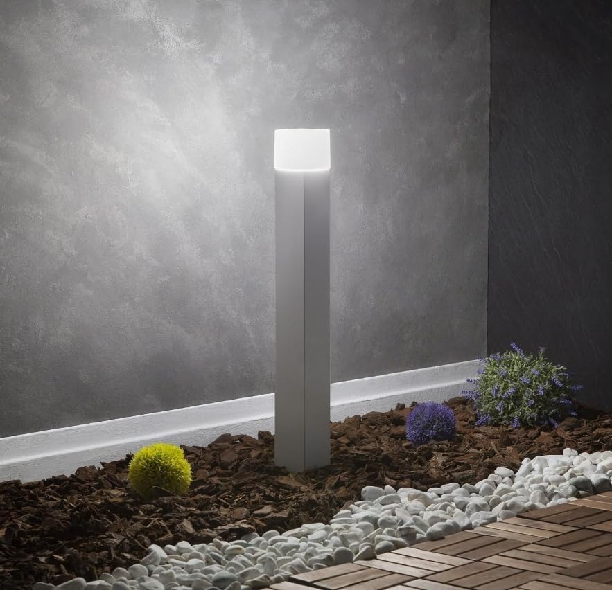 Lampione da Giardino 74cm IP44 per Esterno, Attacco E27, Palo Luce da Esterno in Alluminio, Lampada da Cortile/Viale/Terrazza – Nero/Bianco (Senza Lampadina) 740