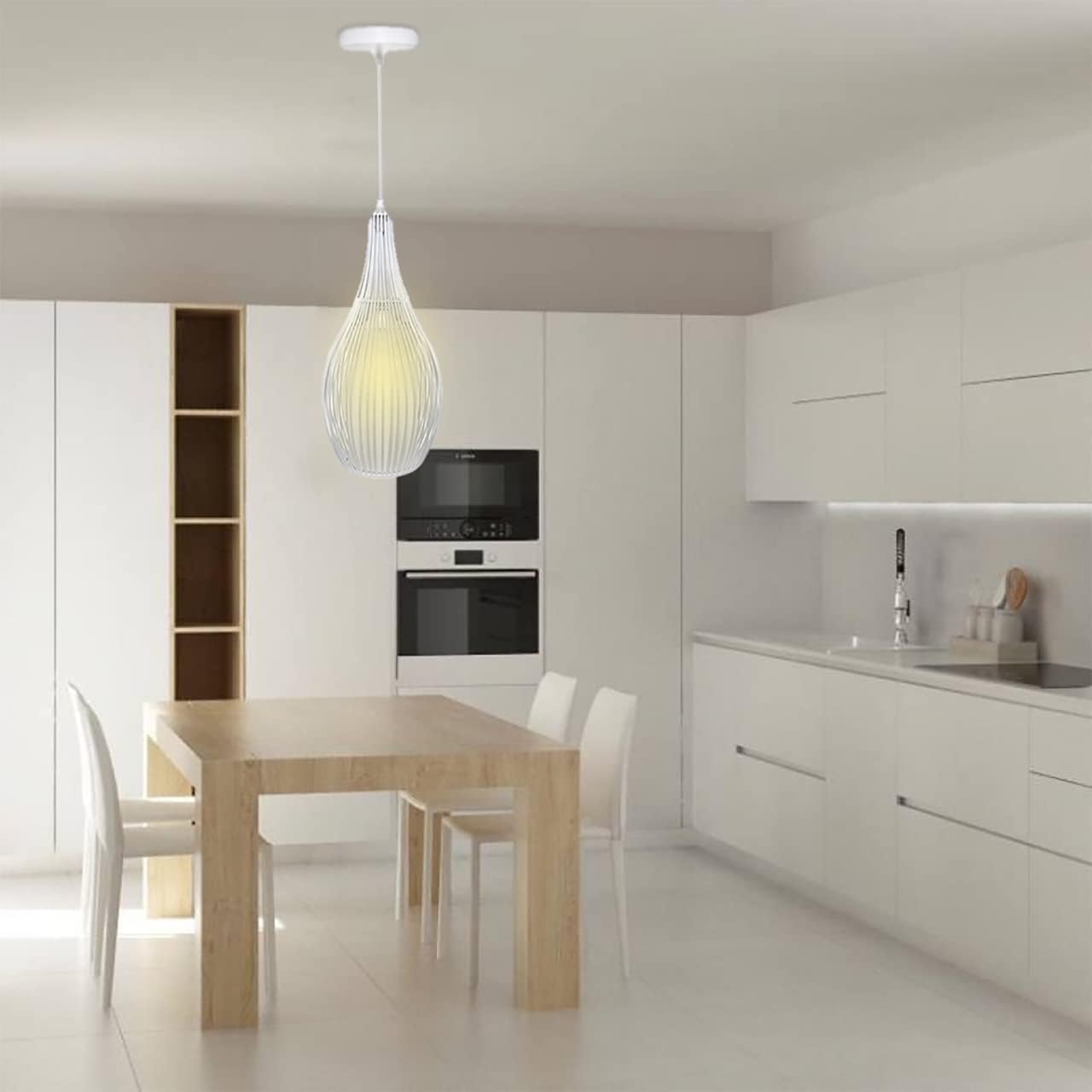 Lampadario Moderno A Sospensione A Fasce Intrecciate BIANCO O NERO In Ferro Verniciato Opaco Attacco 1xE27 Lunghezza Filo Regolabile 100cm (LAMPADINA NON INCLUSA) B19
