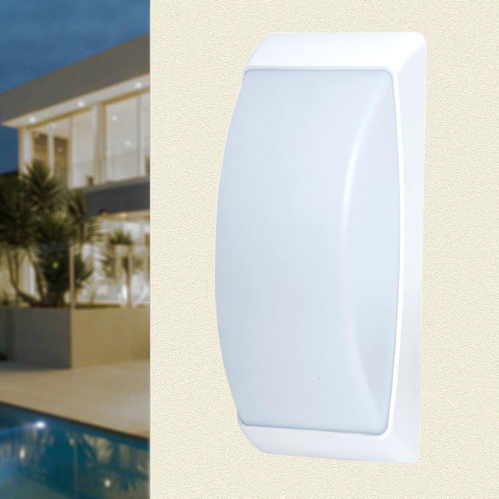 Applique da Esterno IP54 Attacco E27, Lampada da Parete Moderna Impermeabile in ABS+PC, Compatibile con Lampadine fino a 60W, per Facciata, Balcone, Corridoio - Bianco/Grigio Scuro H320