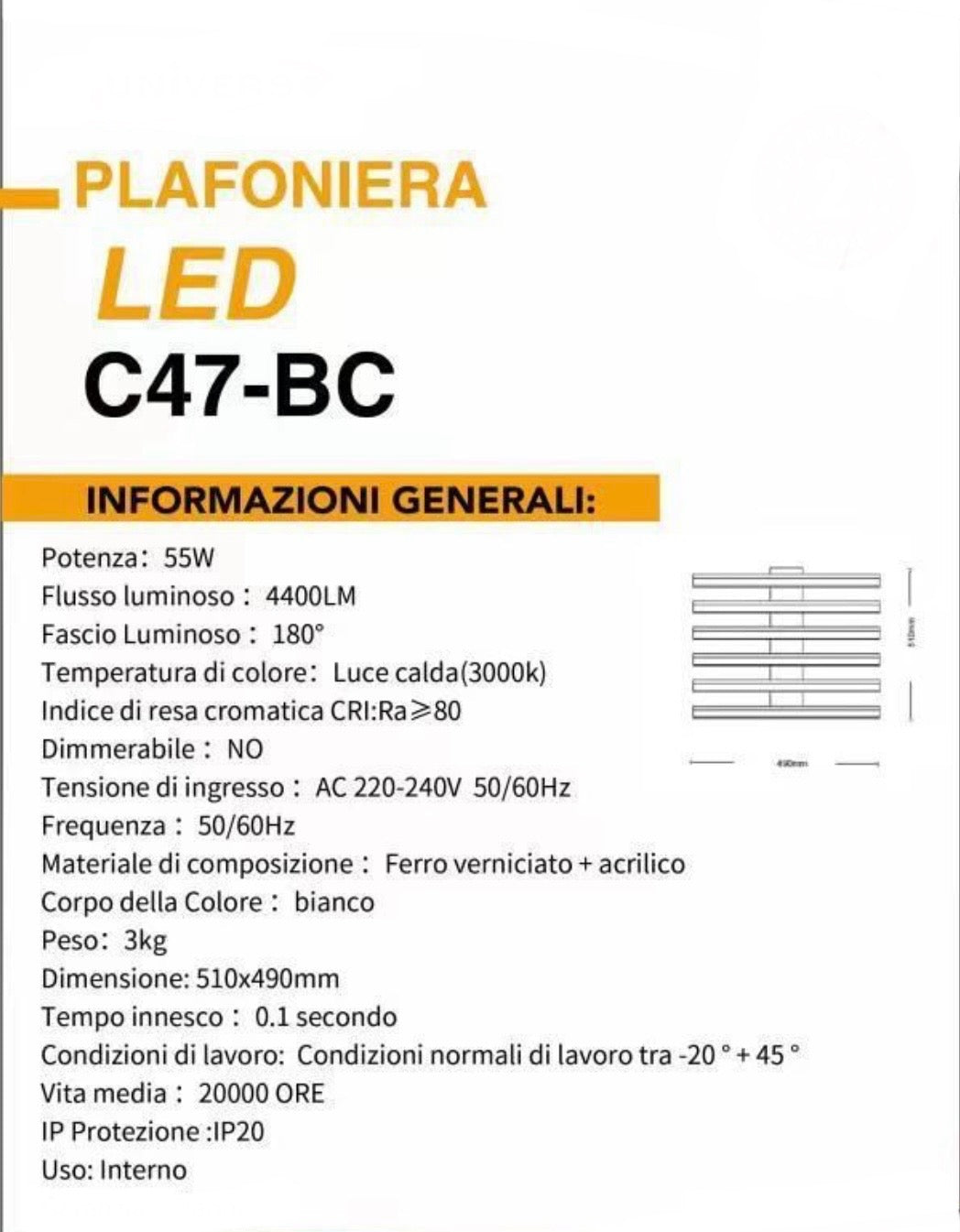 TEKHOME Plafoniera LED Moderna -4400LM-55 Watt Finitura Bianca Luce Naturale Fredda Calda C47