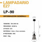 Lampadario a sospensione paralume in metallo e vetro porta lampadina E27 moderno LP-90
