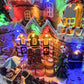 Villaggio di Natale con Luci LED Multicolore e Musica, Paesaggio Natalizio con Movimento, Casa Natalizia Decorativa a Doppia Alimentazione (Elettrica e a Batteria), 24×20.5×29 cm